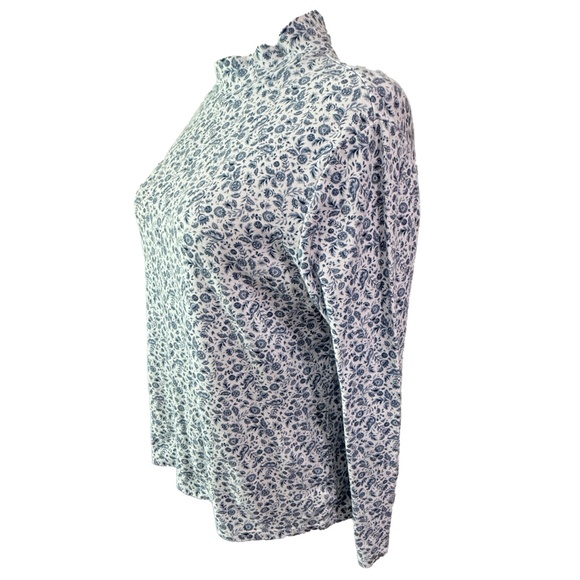EUC Croft & Barrow Mock Neck Long Sleeve Top — Blue Floral Print — XXL - Picture 3 of 4